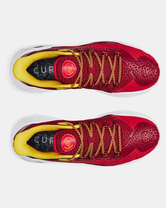 Unisex Curry 11 Bruce Lee 'Fire' Basketball Shoes in Red image number 2